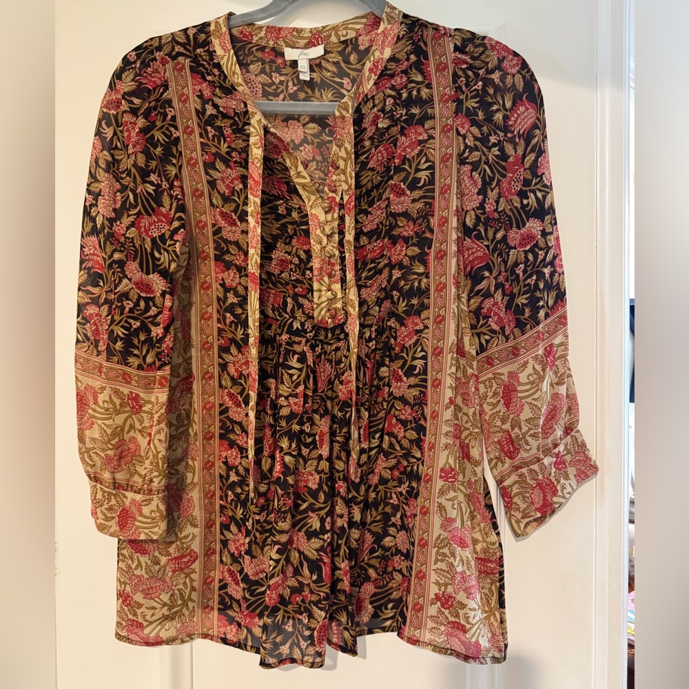 Floral Bohemian Blouse - Black and Red
